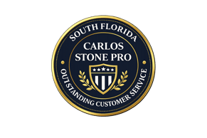 Carlos Stone Pro South Florida Outstanding Customer Service gold seal badge. Carlos Stone Pro South Florida Outstanding Customer Service gold seal badge.